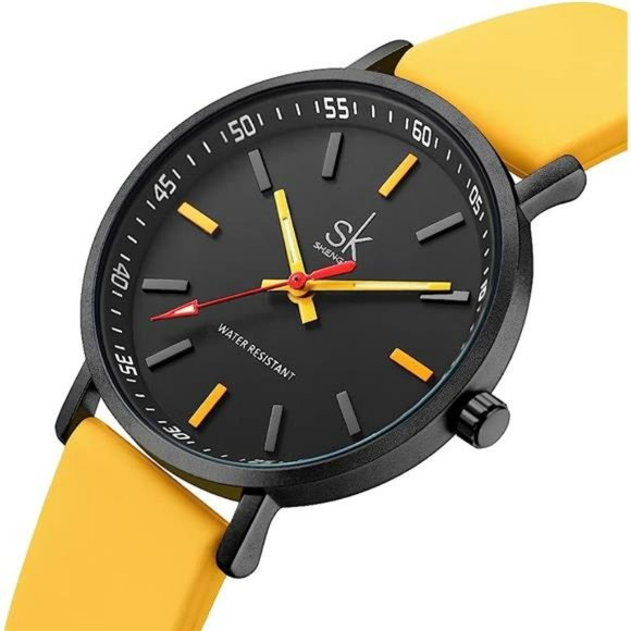 SK Ultra Thin Fashion Sport Sweatproof Women Watch, Silicone Band, Yellow main image 6